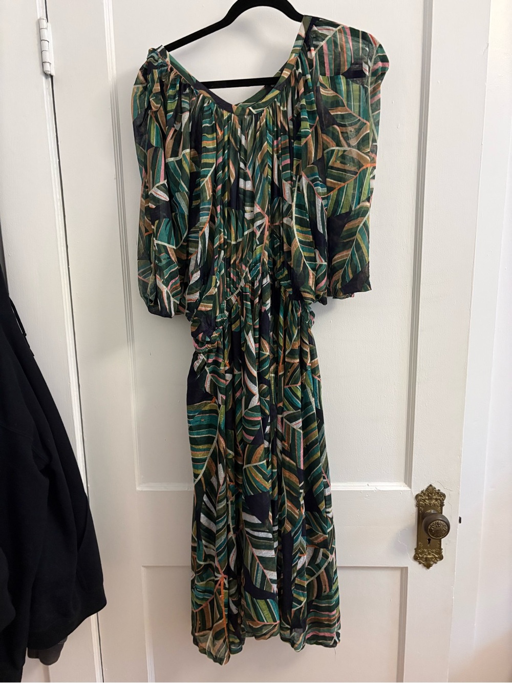 Molly Bracken Green Tropical Print Women’s Midi Dress large
